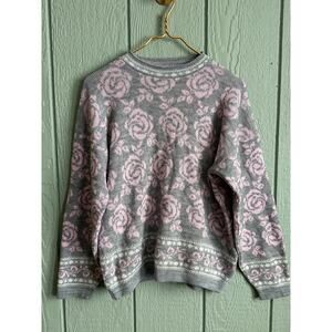 Vintage 90s Roses Sweater, Large